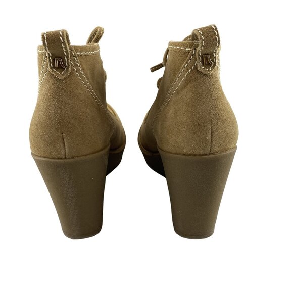 Report Women  9 Anika Preppy Boho Chic Classic Tan Suede Lace-Up Wedge Boots NWB - Picture 5 of 16